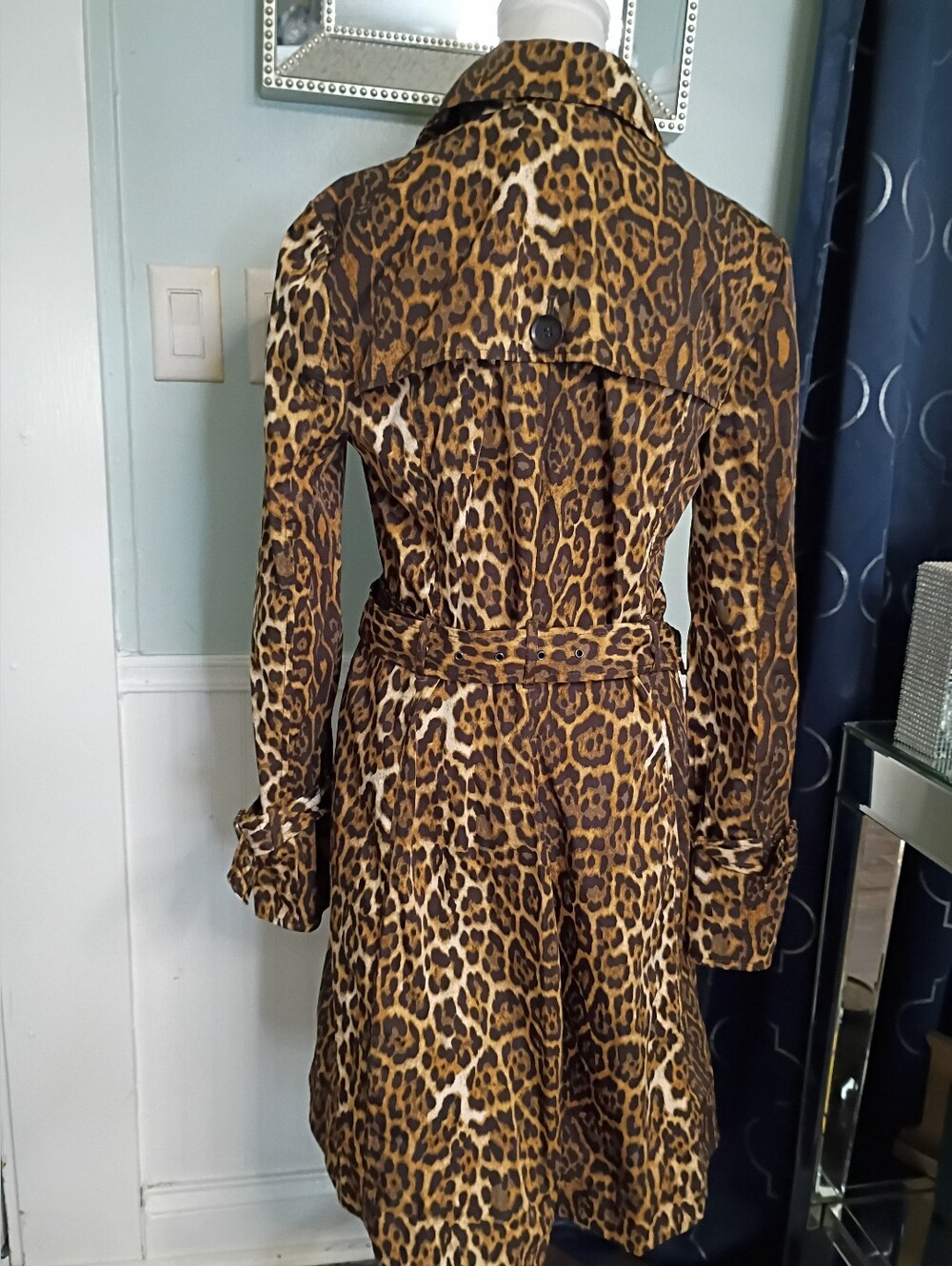 BCBGMaxAzria Leopard-Print Trench Coat in Brown and Black - Picture 10 of 16